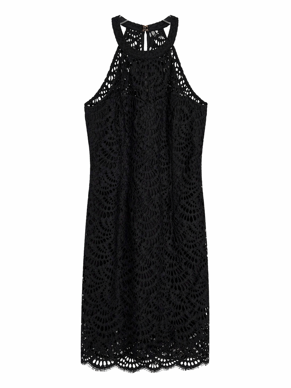 Lilly Pulitzer Black Lace Halter Dress Size 2 | Eyelet Midi Cocktail Dress - Picture 5 of 13